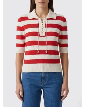 Ermanno Scervino Striped Cotton Blend Knit Polo Shirt - Red