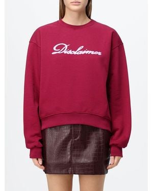 DISCLAIMER Relaxed Fit Crewneck Cotton Sweater With Contrast Logo - Red