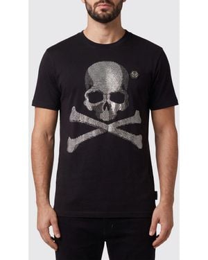 Philipp Plein Short-Sleeved Cotton T-Shirt With Skull Print - Black