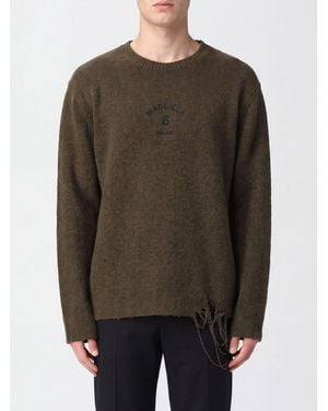 MM6 by Maison Margiela Distressed Wool-Blend Crewneck Jumper With Jacquard Logo - Brown