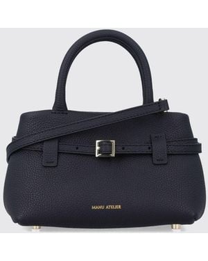 MANU Atelier Le Cambon 20 Mini Grained Calfskin Handbag - Blue