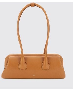 OSOI Smooth Leather Shoulder Bag With Double Handle And Snap Closure - White