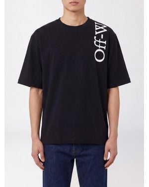 Off-White c/o Virgil Abloh Contrast Logo Cotton T-Shirt With Dropped Shoulders - Black