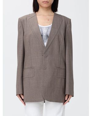 Moschino Single-Breasted Wool Blend Blazer - Grey