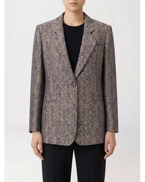 Giorgio Armani Zigzag Viscose Single-Breasted Blazer - Grey
