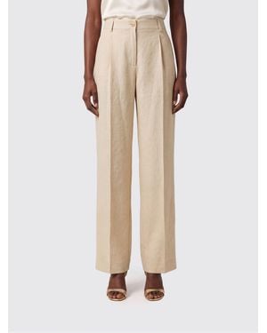 P.A.R.O.S.H. P.A.R.O.S.H. High-Waisted Tailored Wide-Leg Linen-Blend Pants - Natural