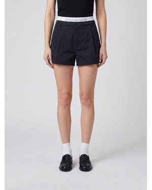 Alexander Wang Cotton-Blend Shorts With Logo Elastic Waistband - Blue