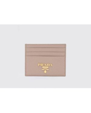 Prada Leather Card Holder - Natural