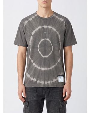 Satisfy Tie-Dye Technical Fabric T-Shirt With Crew Neck And Contrast Logo - Gray