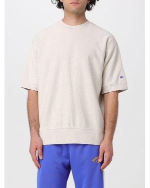 Champion Crew Neck Cotton Blend Sports T-Shirt With Contrasting Logo - White