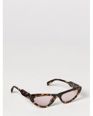 Miu Miu Triangular Frame Acetate Sunglasses With Contrast Logo - Natural
