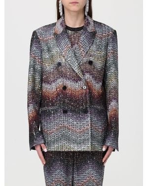 Missoni Zigzag Viscose Double-Breasted Blazer - Grey