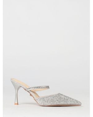 Twentyfourhaitch Mango Glitter And Rhinestone Mules - White