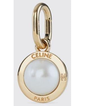 Celine Resin And Brass Charm With Pearl - White