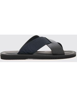 Emporio Armani Bicolour Jacquard Logo Nylon Slip-On Slides - Black