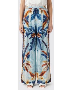 F.R.S For Restless Sleepers Tropical Print Silk Palazzo Trousers F.R.S. For Restless Sleepers - Blue