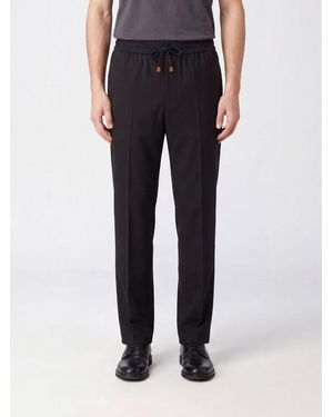 Drole de Monsieur Straight-Leg Cotton Trousers With Drawstring Waist - Black