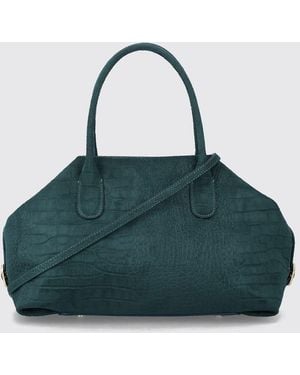 THEMOIRÈ Themoir&Egrave Talia Animalier Croc-Effect Vegan Leather Handbag With Double Handle - Blue
