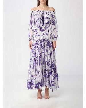 Samantha Sung Eden A-Line Floral Print Cotton Midi Dress - Purple