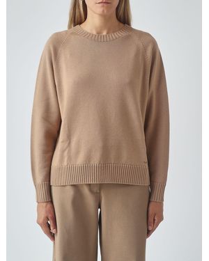 Max Mara Pure Virgin Wool Crewneck Jumper With A Relaxed Fit - Brown