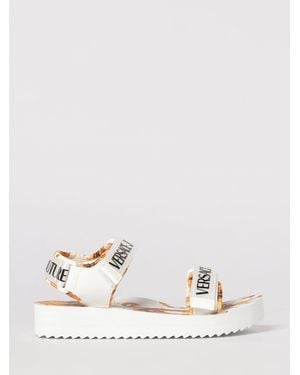 Versace Jeans Couture Fabric Sandals With Printed Logo - Natural