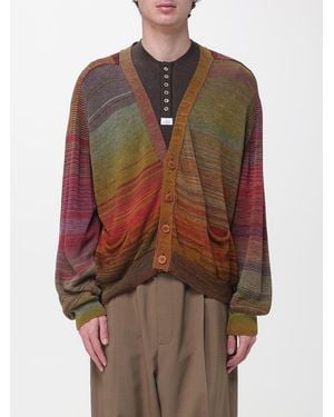 Magliano Gestreifter Baumwollcardigan Mit Logo - Braun