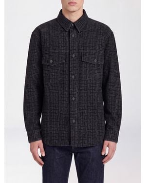 Balmain Monogram Pb Labyrinth All-Over Cotton Shirt - Blue