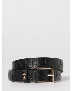 Liu Jo Grained Synthetic Leather Belt With Logo - Grey
