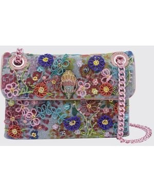 Kurt Geiger Kensington Mini Denim Bag With Floral Embroidery - White