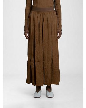 Uma Wang Viscose Midi Skirt - Brown