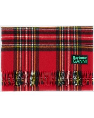 Barbour Bufanda De Lana Tartán X Ganni - Rojo