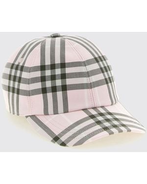 Burberry Chapeau En Twill De Coton À Imprimé Check - Rose