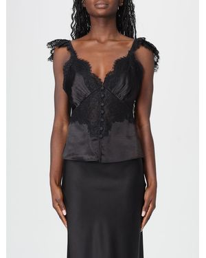 Self-Portrait Satin And Lace Top - Black