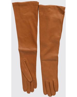 Liviana Conti Elegante Lange Gefütterte Handschuhe Von Aus Weichem Nappaleder - Braun