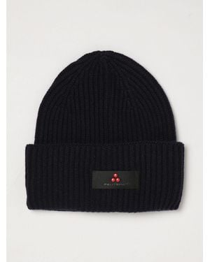 Peuterey Ribbed Wool And Cashmere-Blend Beanie With Cuff And Logo - Blue
