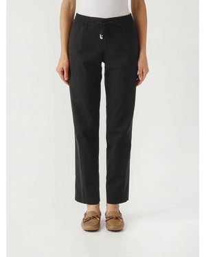 PT Torino Stretch Cotton Blend Cropped Trousers - Black