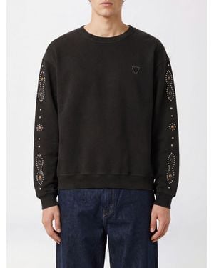 HTC Relaxed Fit Studded And Embroidered Cotton Sweatshirt - Black