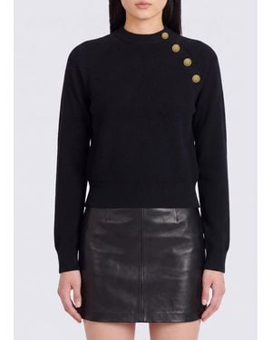 Balmain Pullover Mit Rundhalsausschnitt Aus Kaschmir Und Schurwolle Mit Langen Ärmeln - Blau