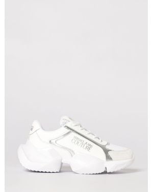 Versace Jeans Couture Leather And Mesh Trainers - Natural
