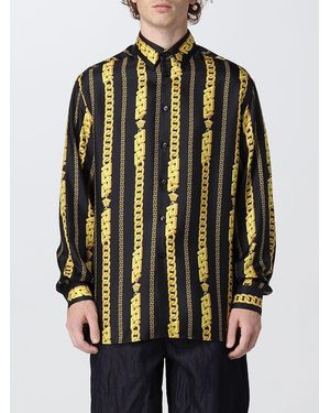 Versace Chain Pinstripe Silk Shirt - Black