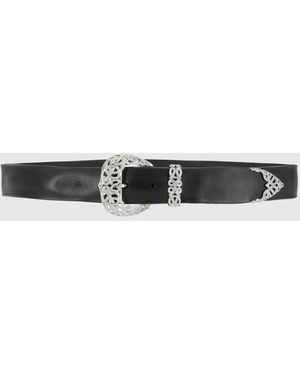 Orciani Smooth Calf Leather Belt With Crystal-Covered Jewel Buckle - White
