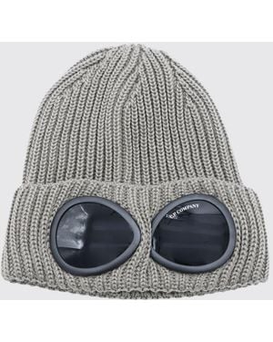 C.P. Company Ribbed Wool Goggle Beanie With Turn-Up Cuff - Gray