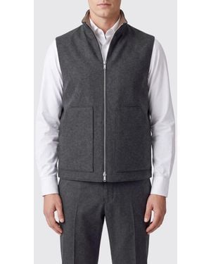 Lardini High-Neck Knitted Wool Gilet With Zip Closure - Grey