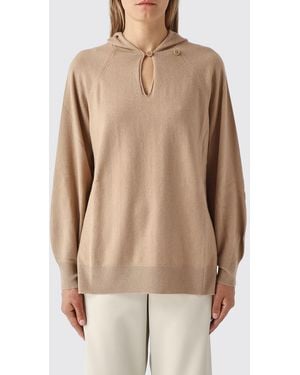 Max Mara V-Neck Hooded Sweater - Natural