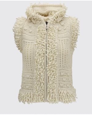 Fendi Short Hooded Knit Vest - Natural