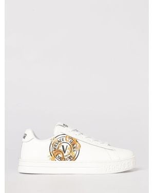 Versace Jeans Couture Leather Trainers With Baroque Print - White