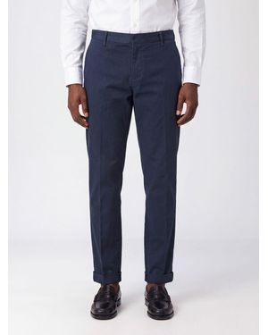 Dondup Pantalón Chino Slim Fit De Algodón Elástico Con Vuelta - Azul