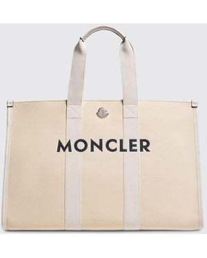 Moncler Cotton Tote Bag With Logo - Natural