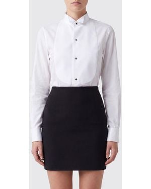 Maison Margiela Camisa De Popelina De Algodón Con Cuello De Pajarita - Blanco