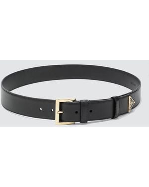 Prada Cinturón De Piel Con Logo - Negro